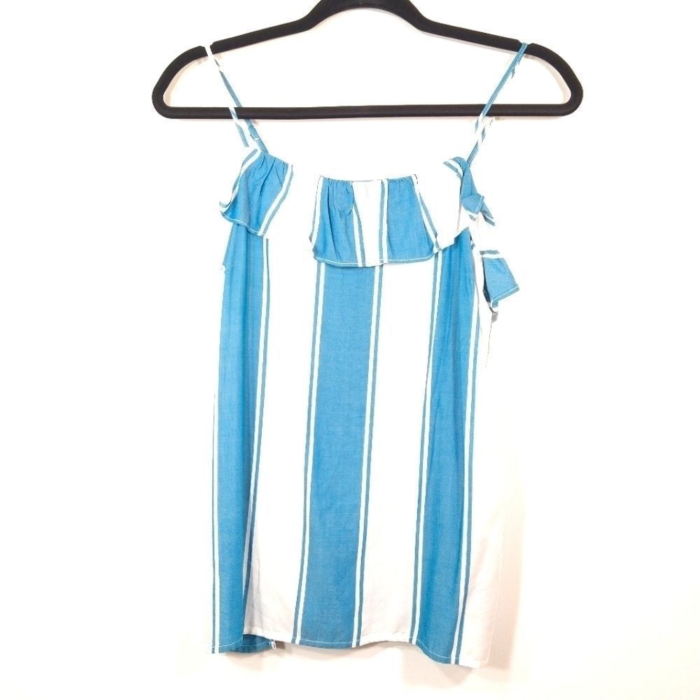 Old Navy Blue and White Striped Ruffled Camisole S